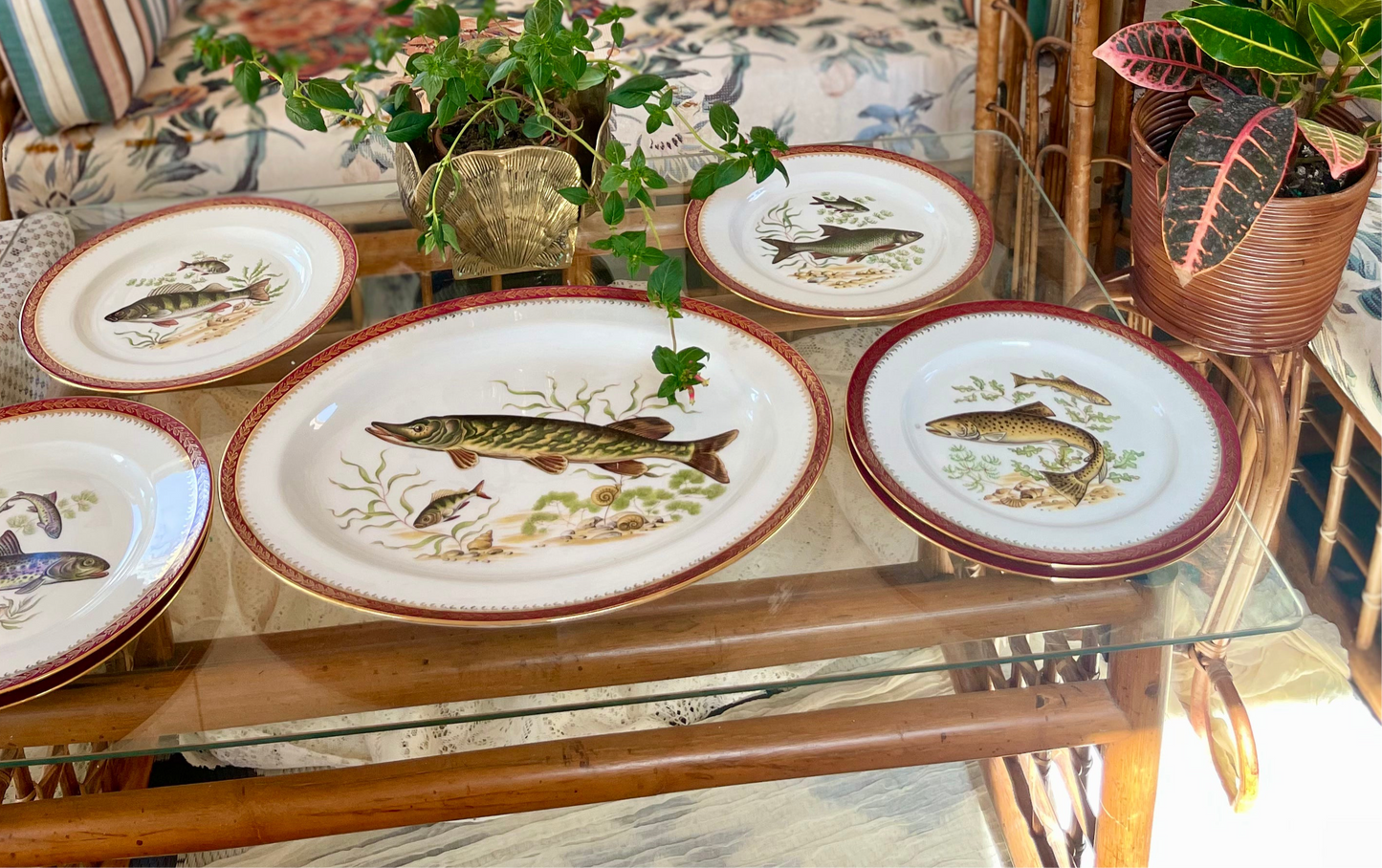Limoges Fish Plate Set w/ Platter