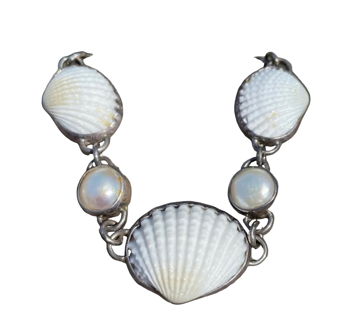 925 Real Shell and Pearl Bracelet