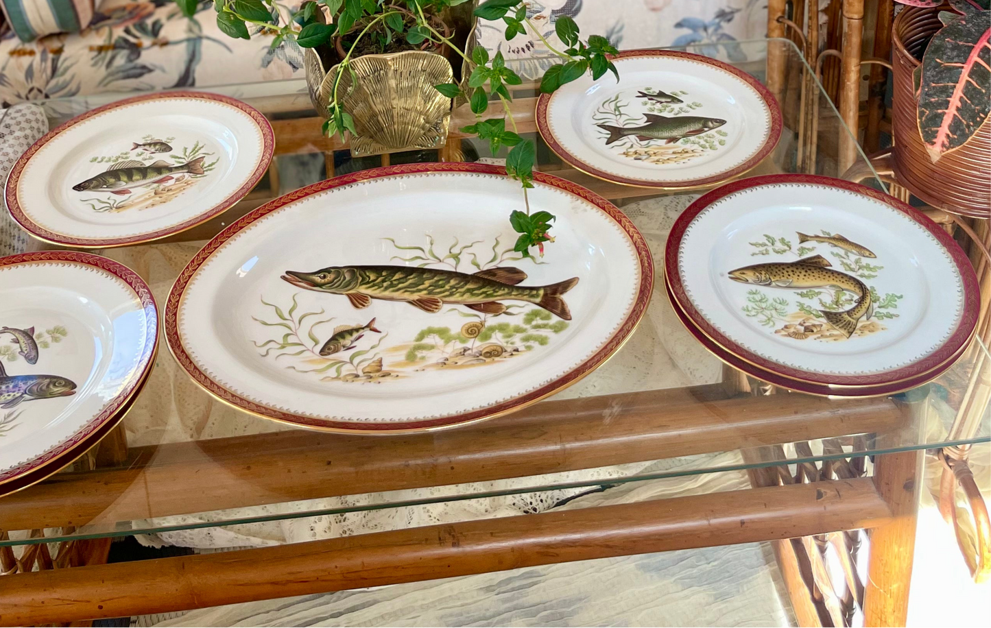 Limoges Fish Plate Set w/ Platter