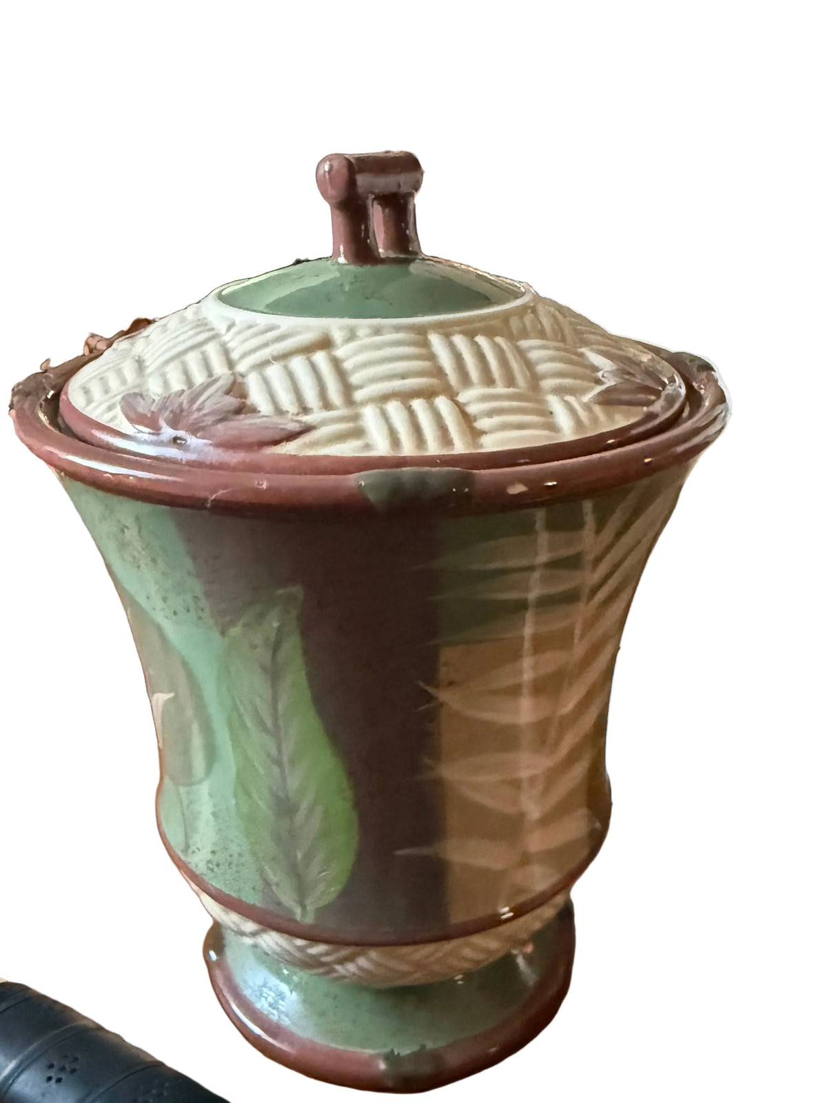 Faux Bamboo & Palm Canister