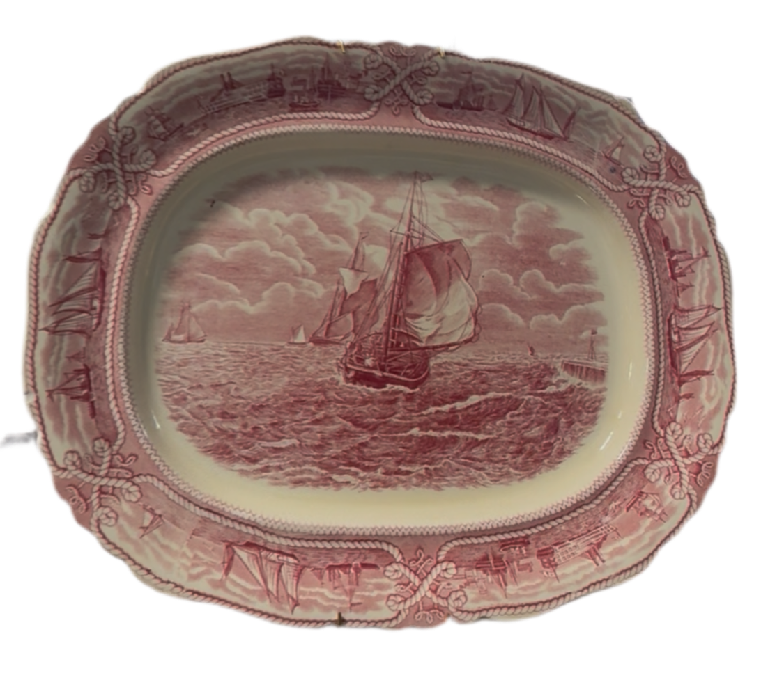 Mason's England Ironstone "American Marine" pink transferware platter