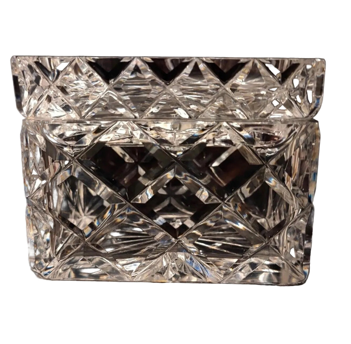Cut Crystal Cigarette Lidded Dresser Box