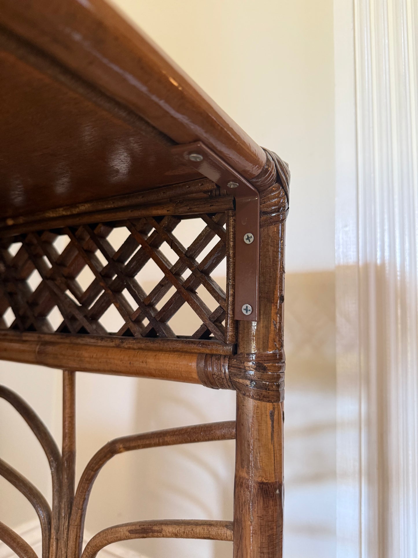 Rattan Burnt Bamboo Side Table