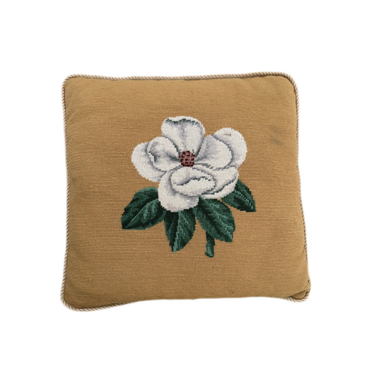 Magnolia Needlepoint Pillow