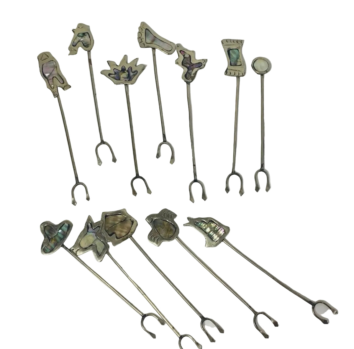 Alpaca Mexico Silver Abalone Cocktail Forks Set of 12