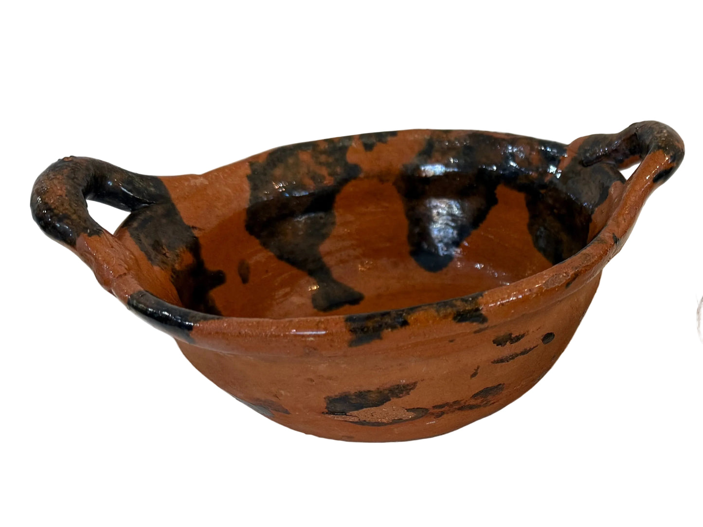 Glazed Terracotta Bowl with Handles