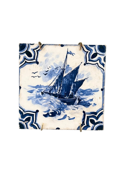 6”SQ Delft ‘Ship at Sea’ Tile
