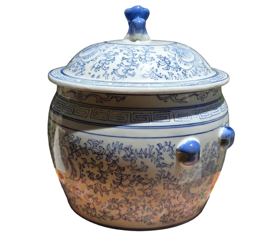 Blue and White Ginger Jar w/ Foo Dog Lid