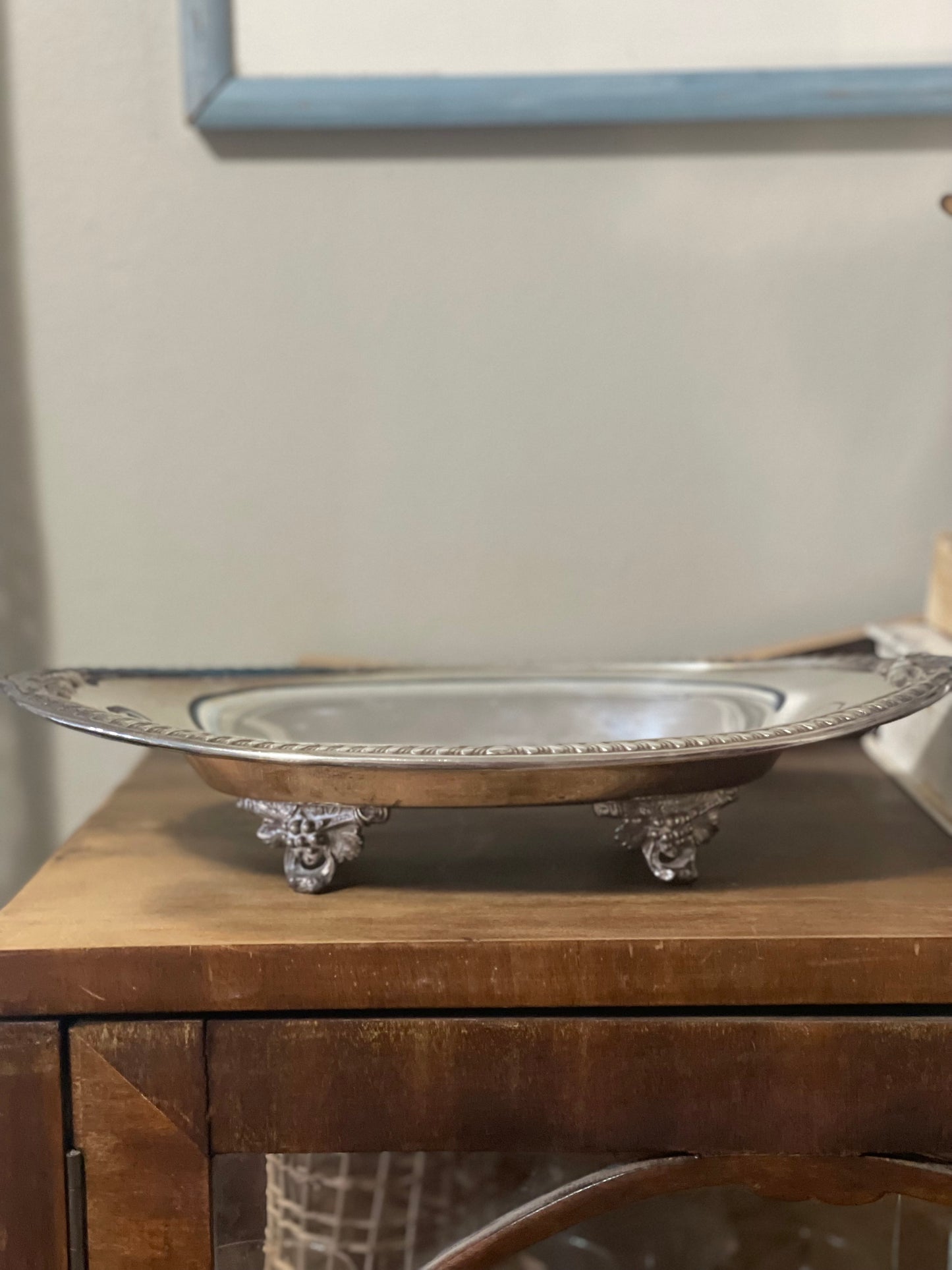 Etched Chrome Footed Tray