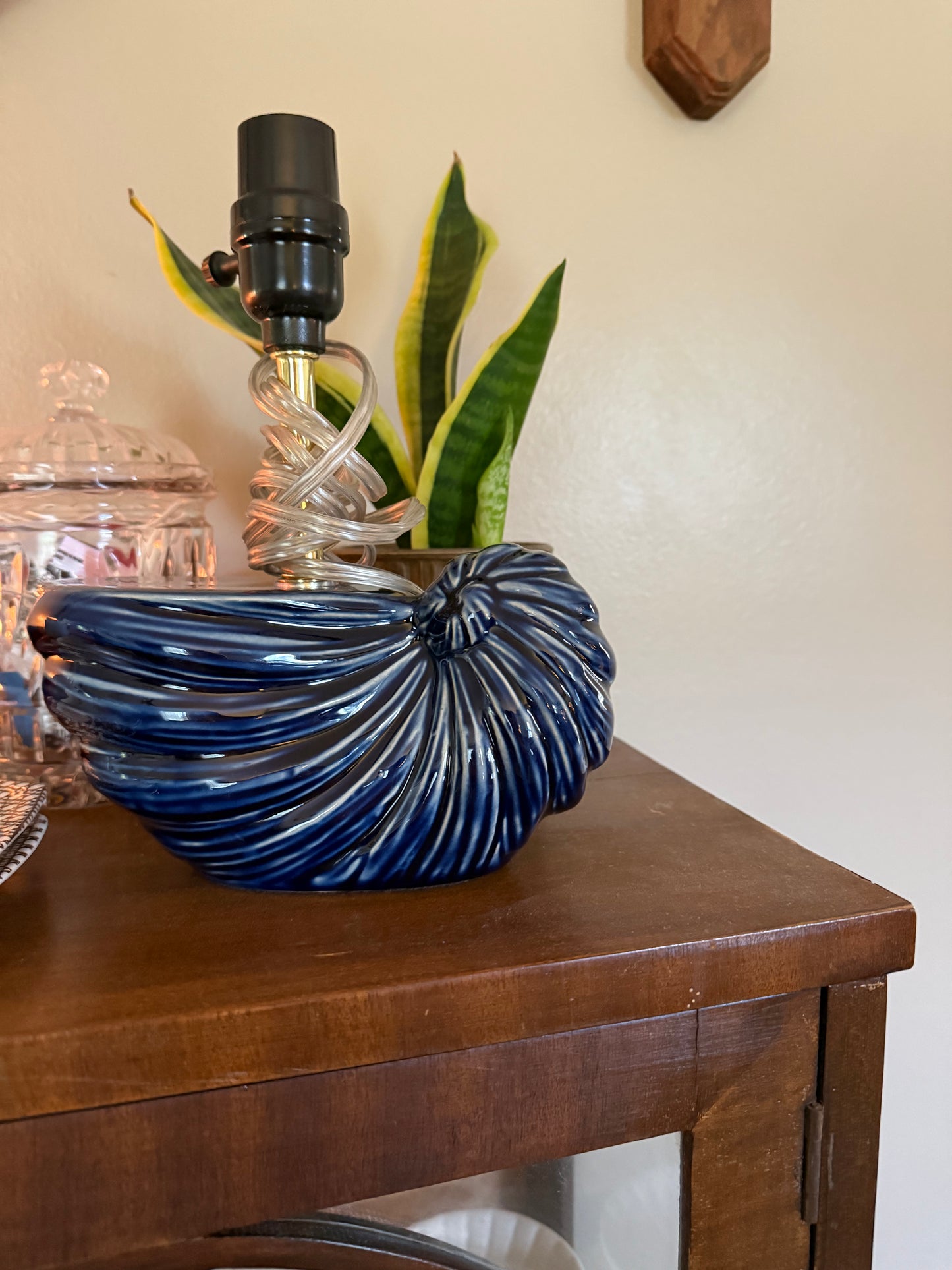 Royal Blue Nautilus Lamp w/ Shade