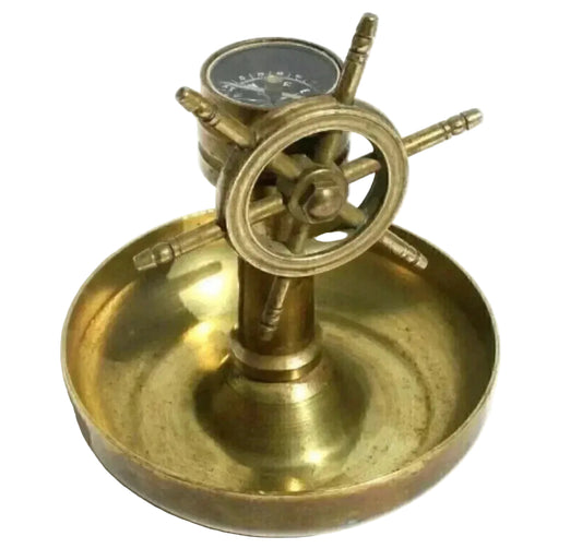 Compass with Ships Wheel Tray