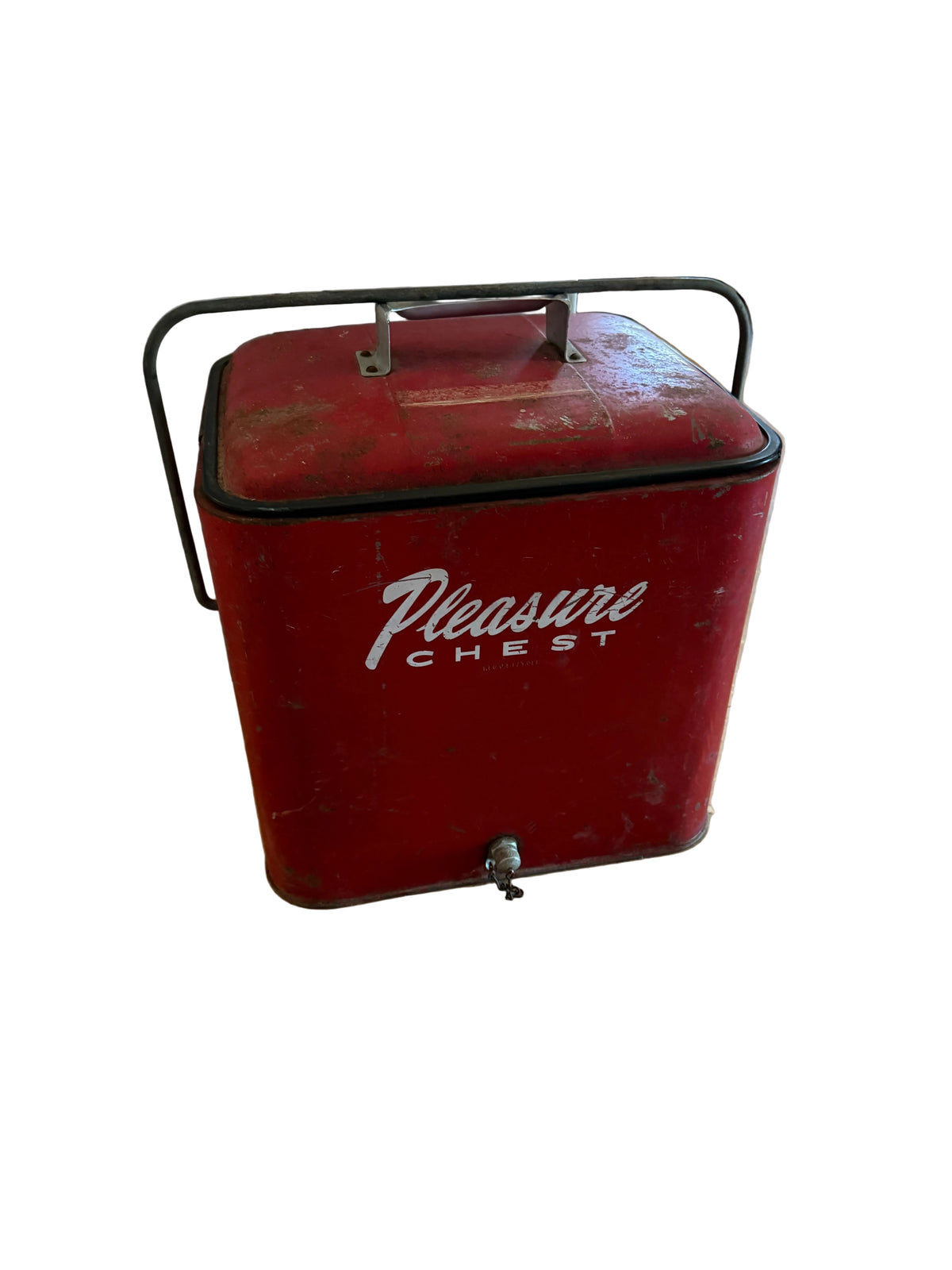 1950s Red Pleasure Chest metal cooler
