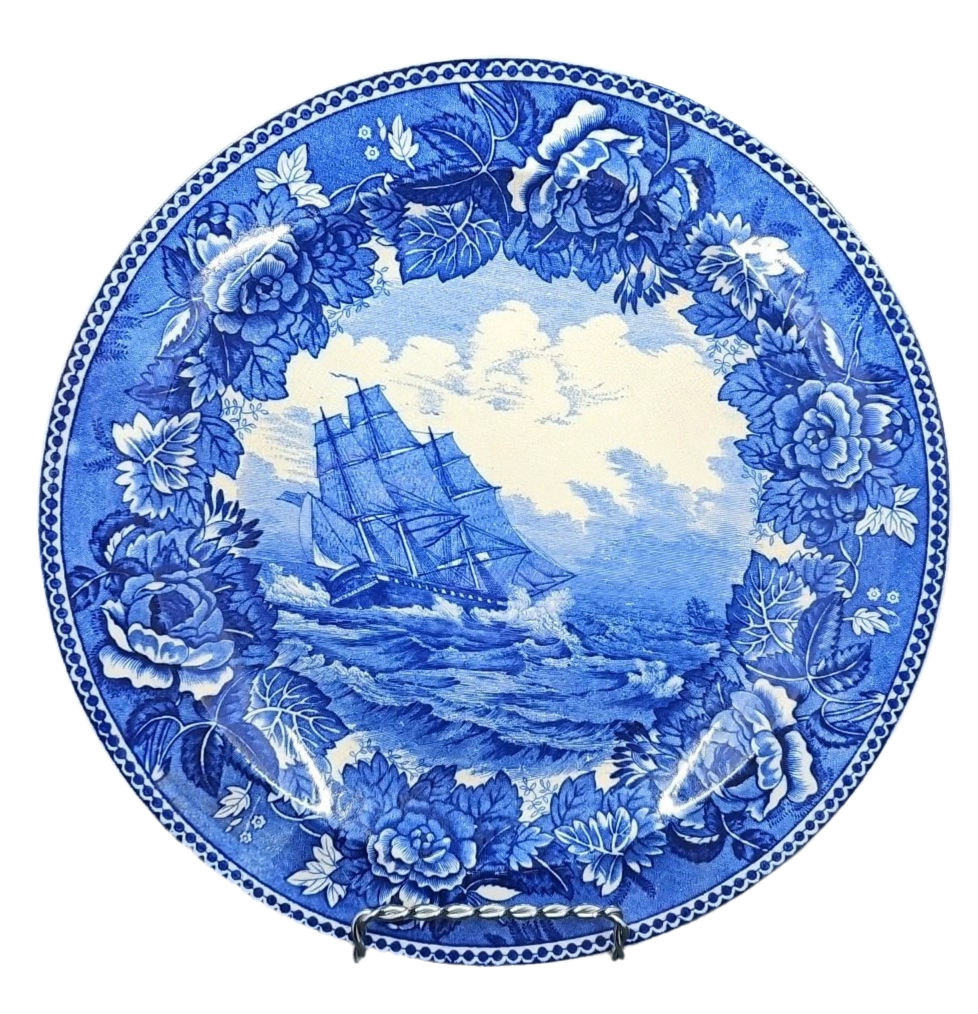 Flow Blue Ship Plate