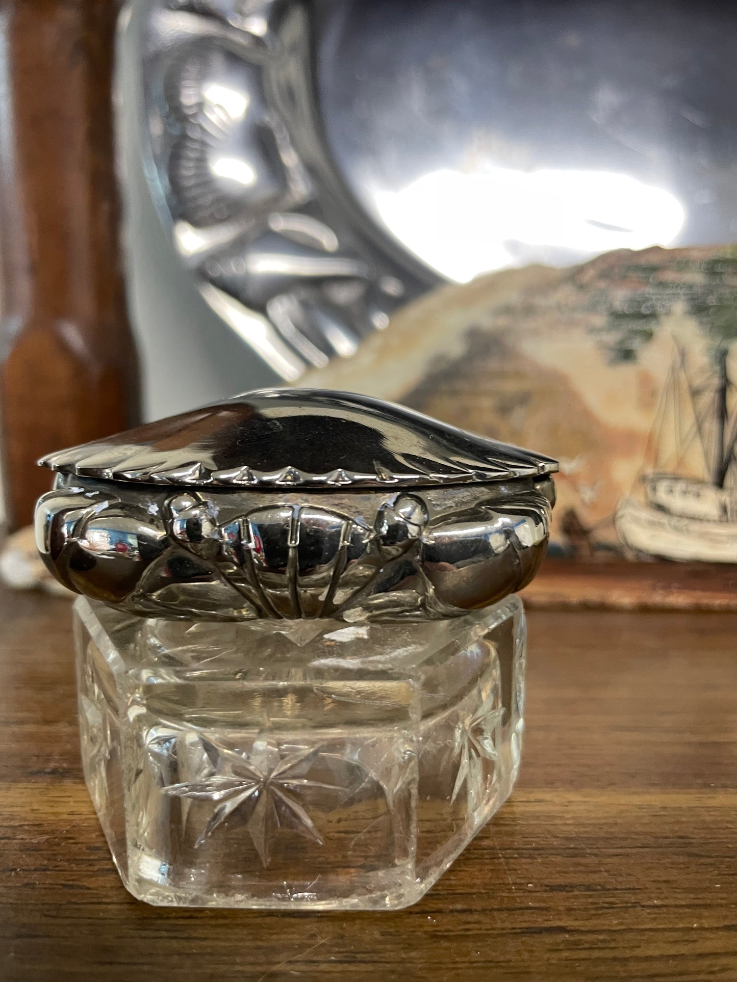 Vintage Silver Plated Crab Snuff Box