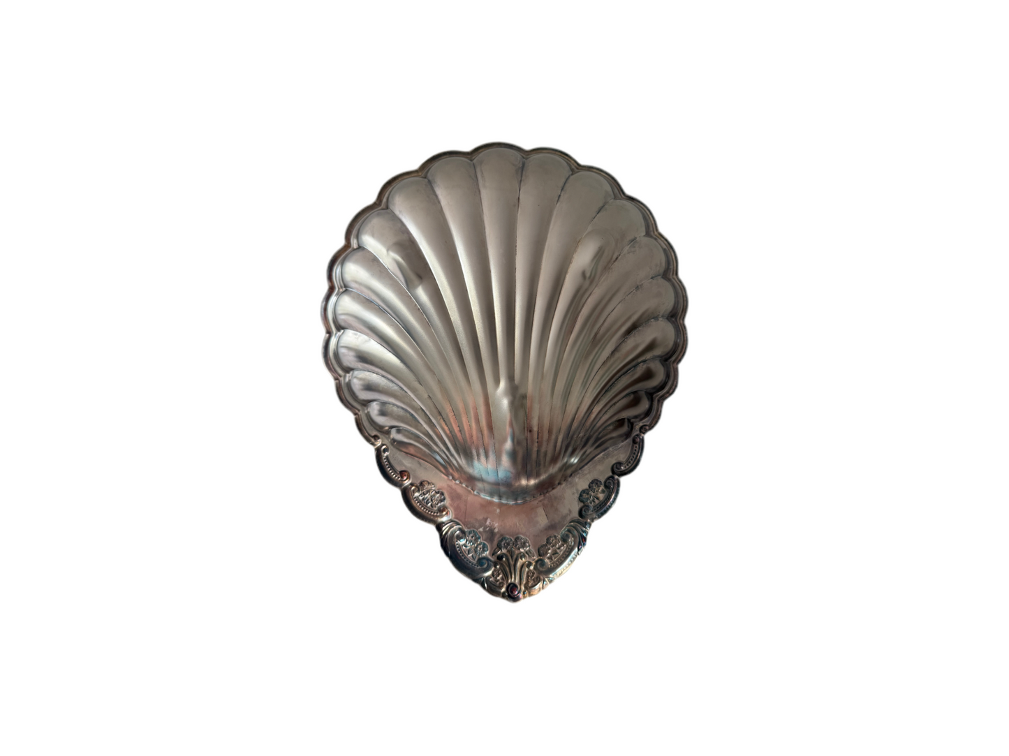 Silver Plated Shell Dish with Floral Detail