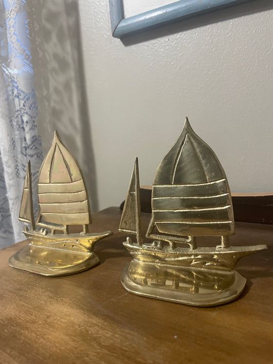 Brass Sailboat Bookends