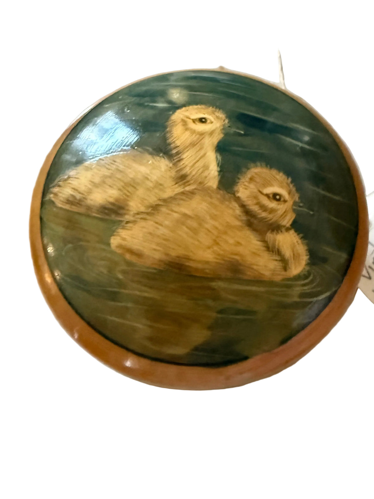 Handpainted Wooden Duckling Round Box