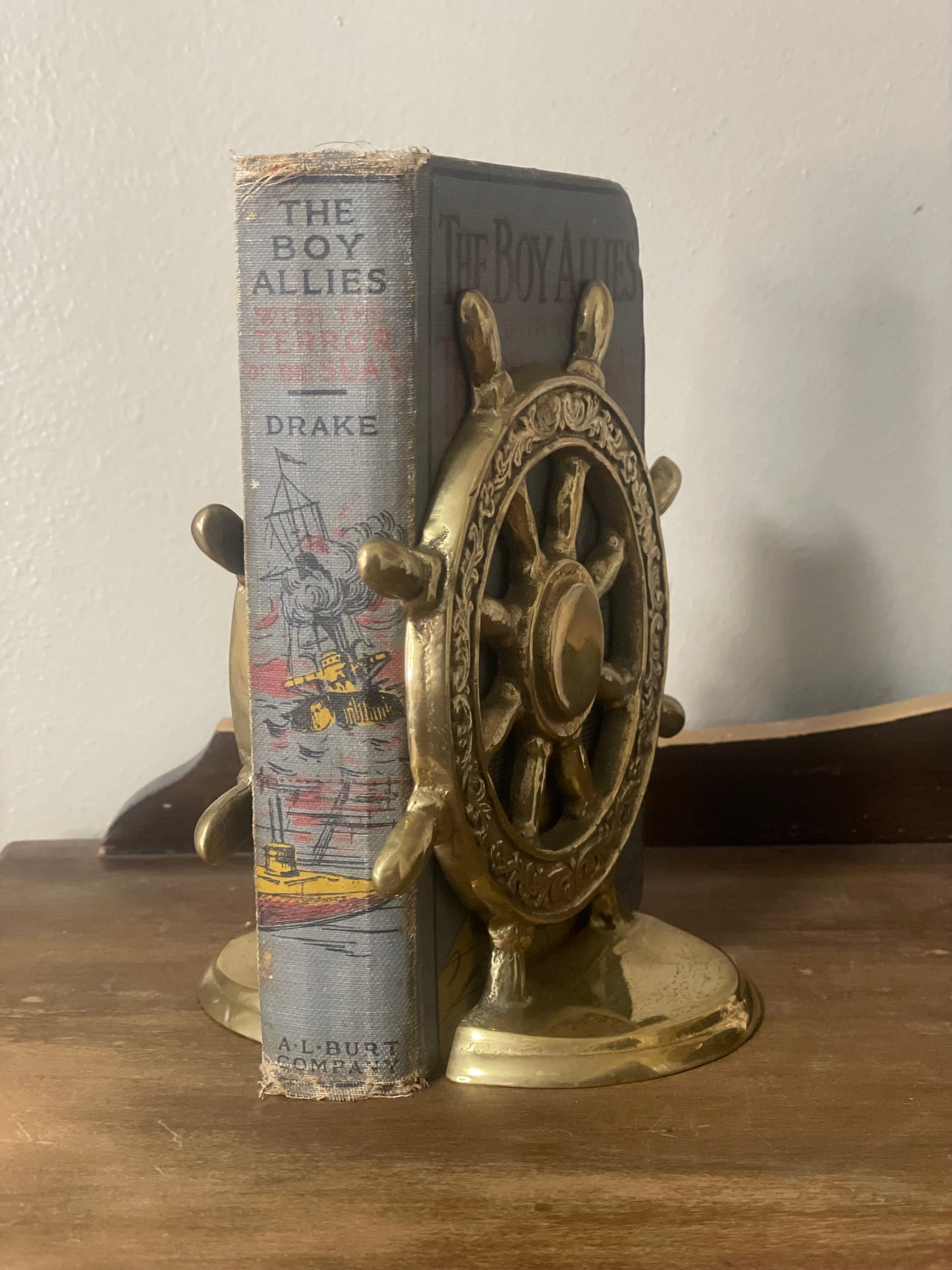 Brass Ships Wheel Bookends