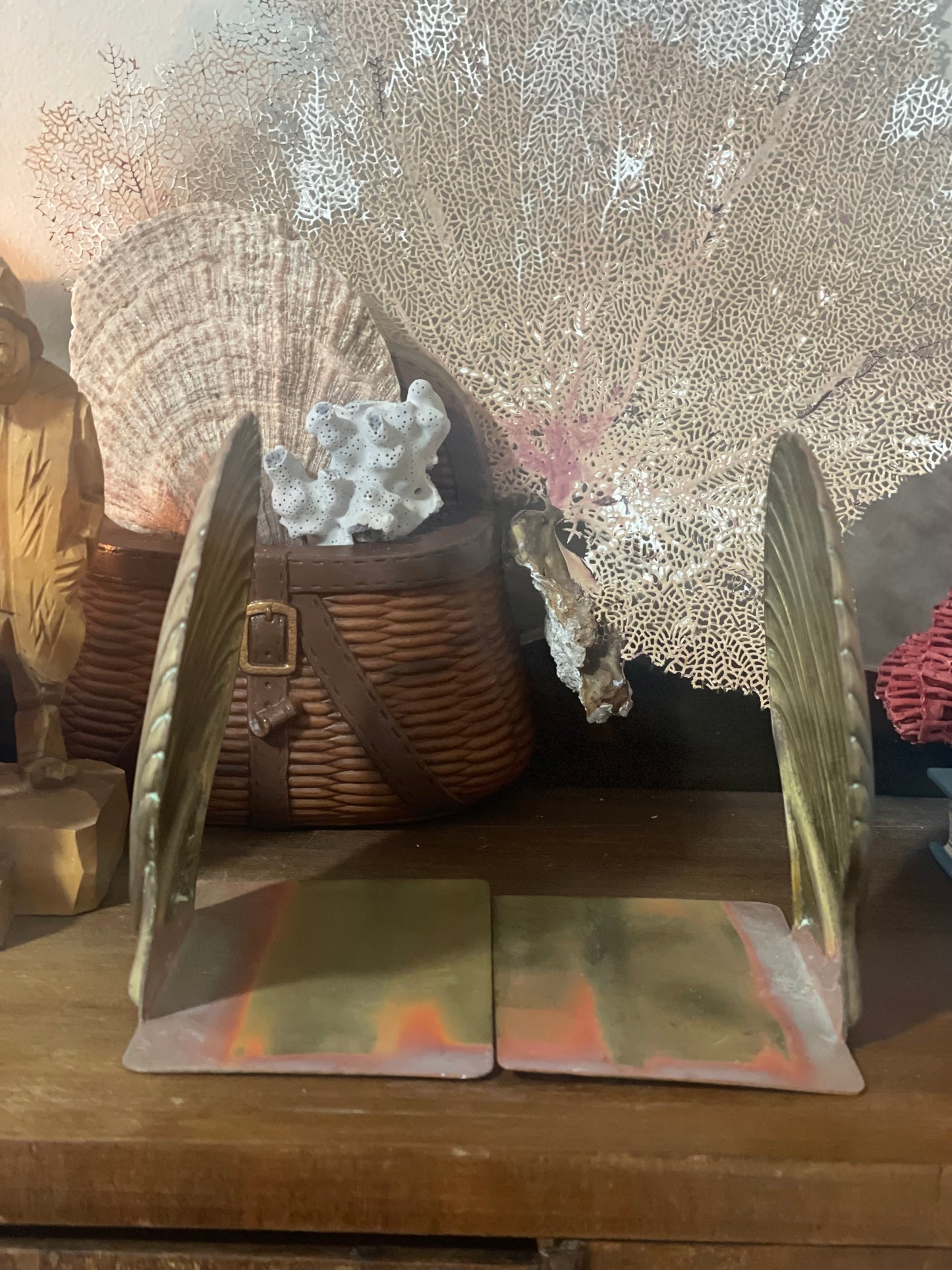 Brass Scallop Shell Bookends