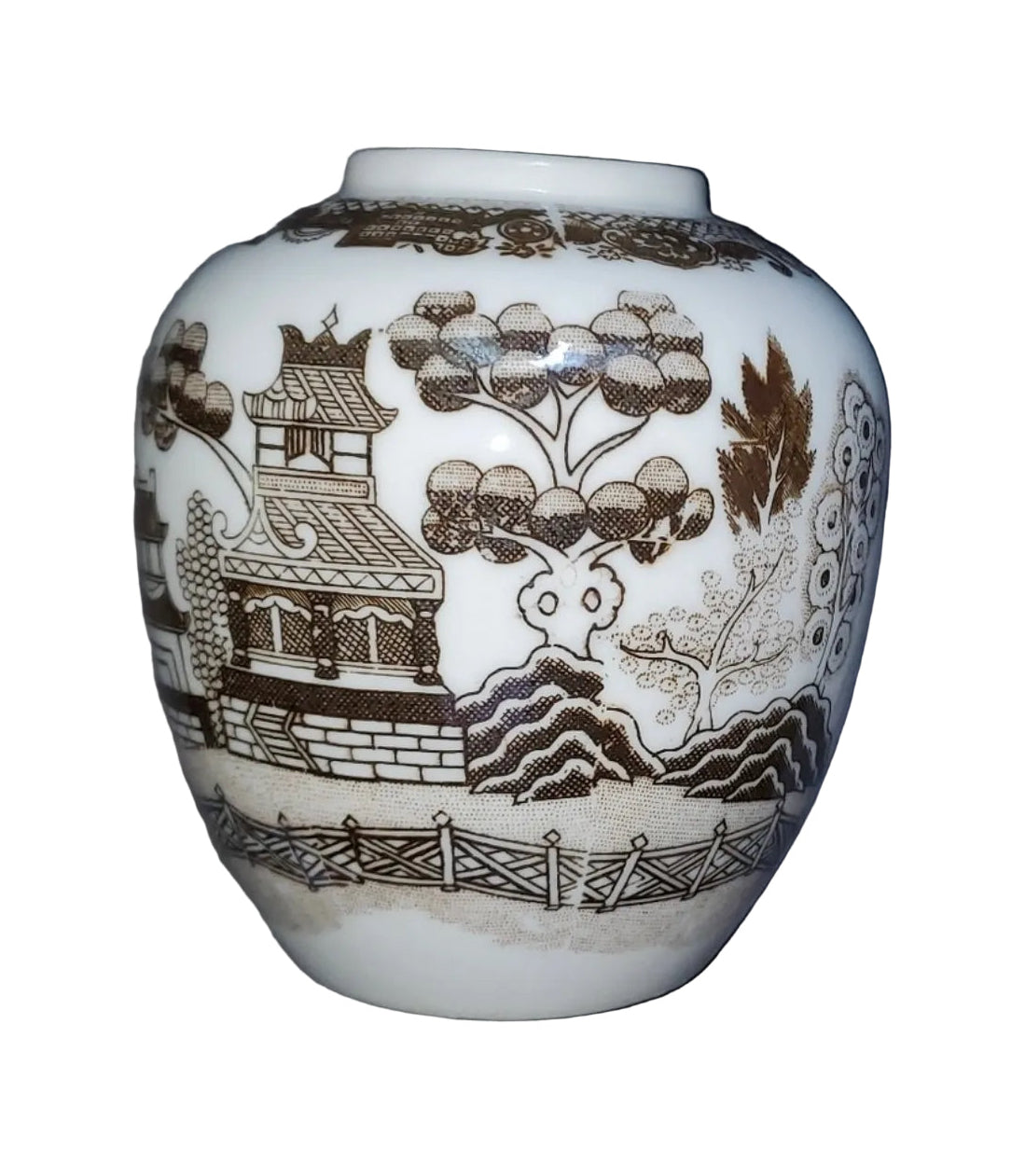 Brown and White Ginger Jar