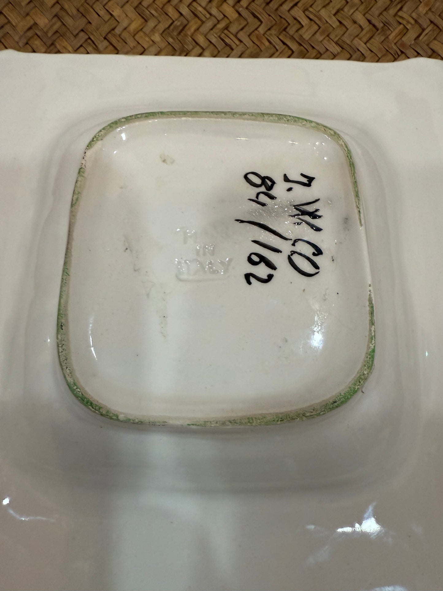 White Faux Bamboo Ceramic Dish