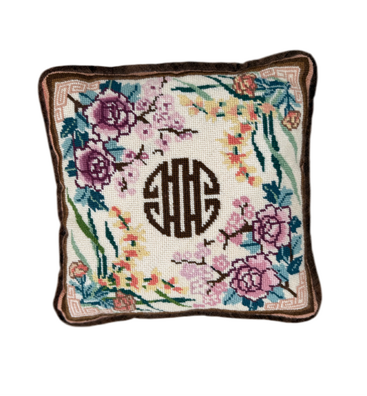 Chinoiserie Needlepoint Pillow