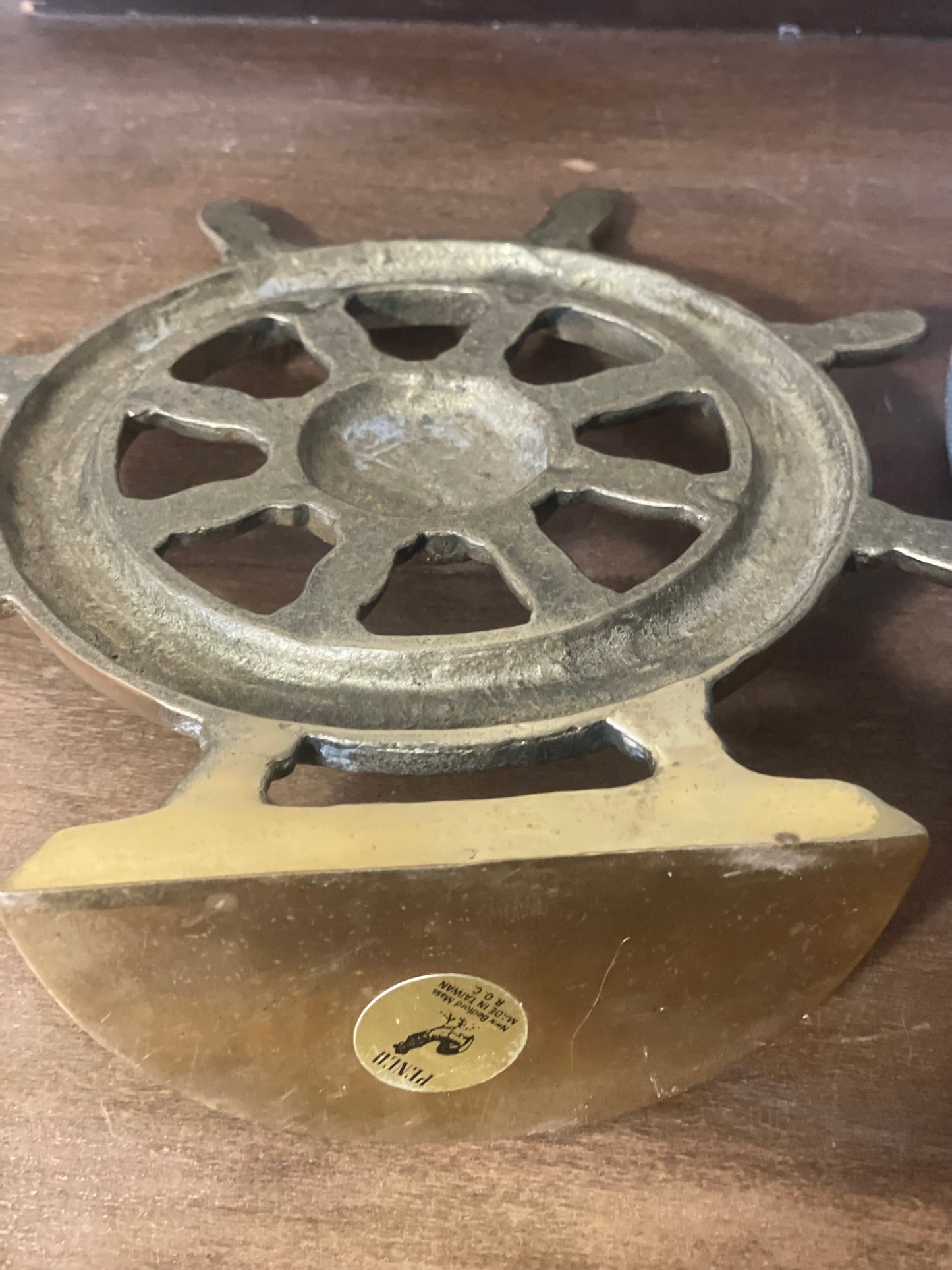 Brass Ships Wheel Bookends