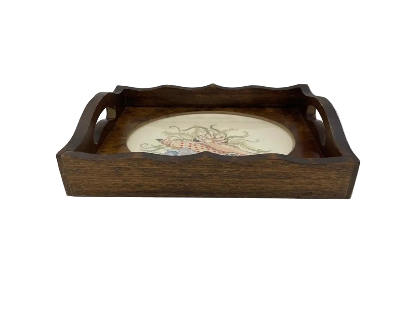 Sea Shell Needlepoint Wooden Tray
