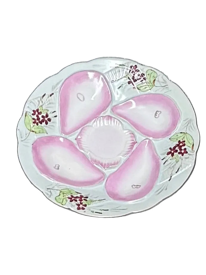 Antique H&L Pink and Green Oyster Plate