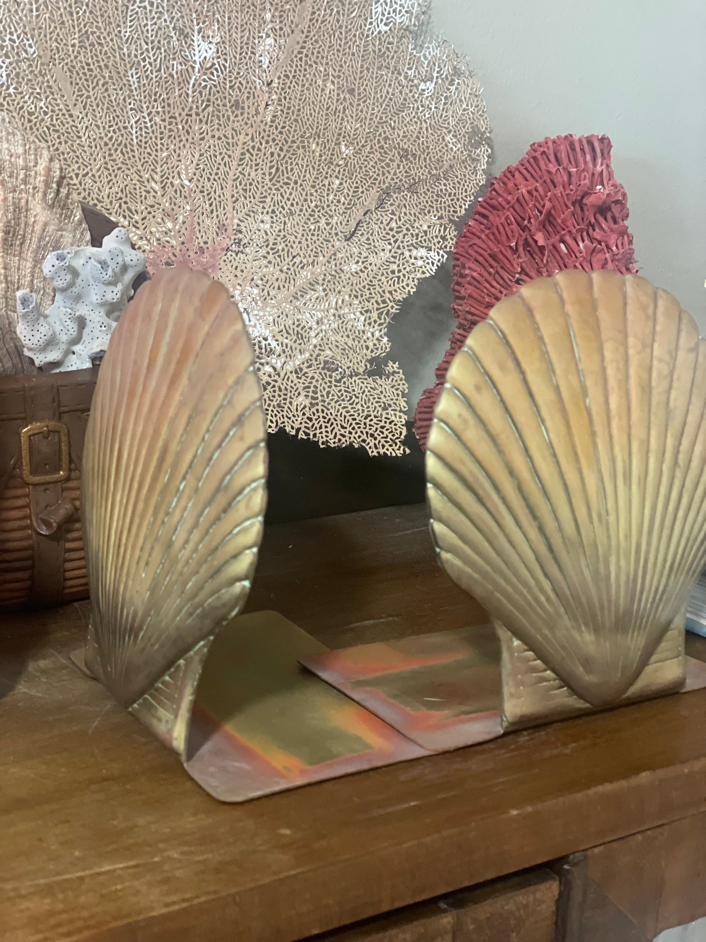 Brass Scallop Shell Bookends