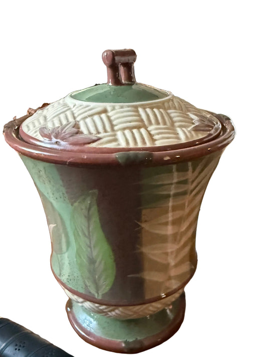 Faux Bamboo & Palm Canister