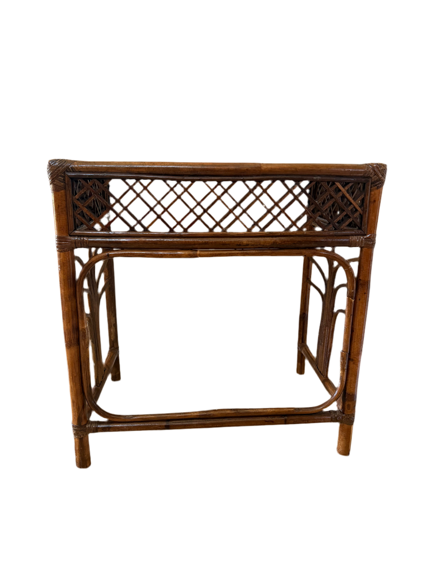 Rattan Burnt Bamboo Side Table
