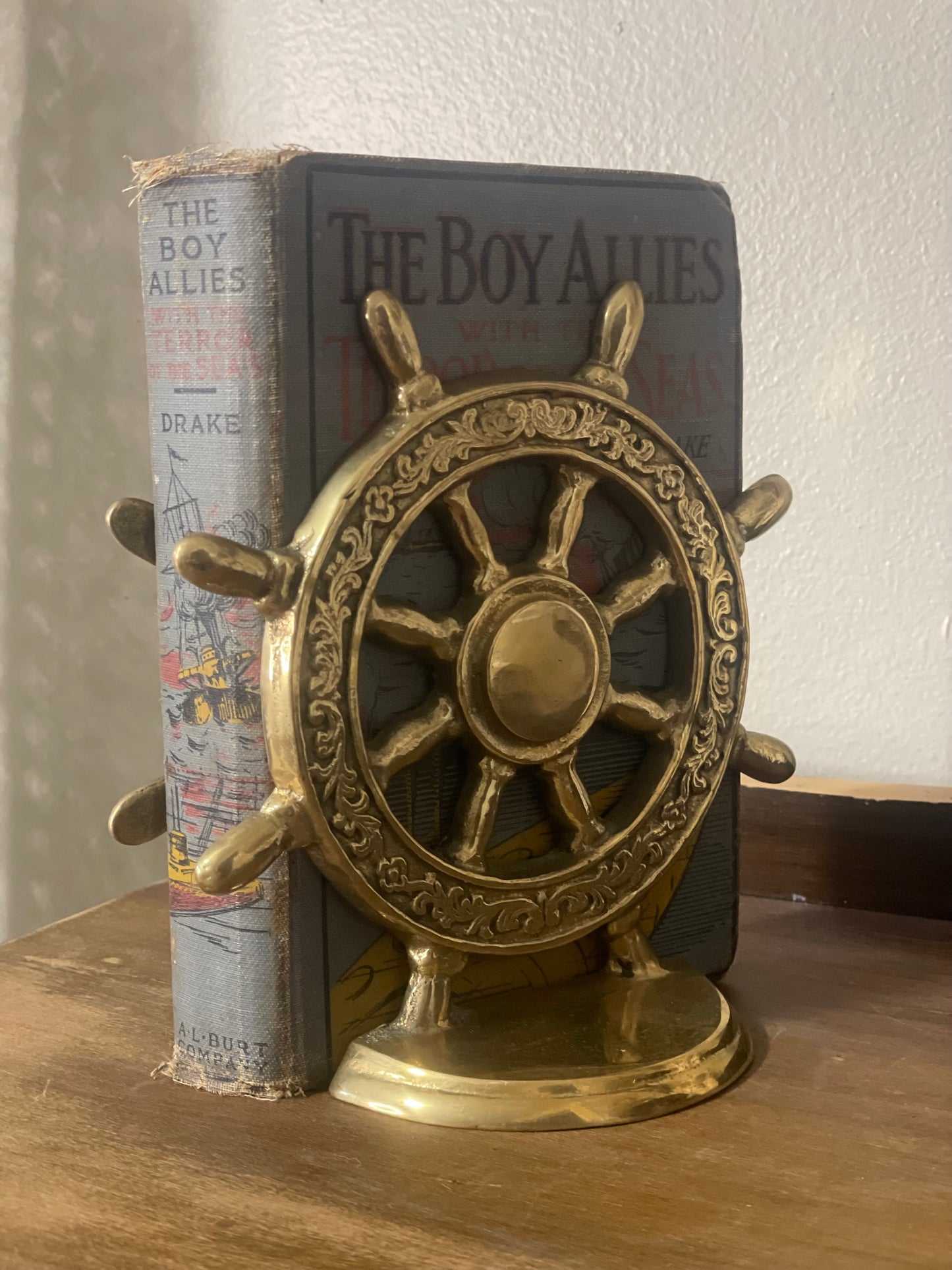 Brass Ships Wheel Bookends