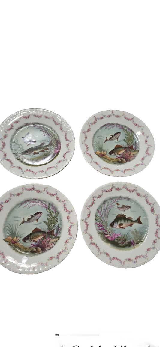 Victoria Austria Fish Plate with Floral Rim