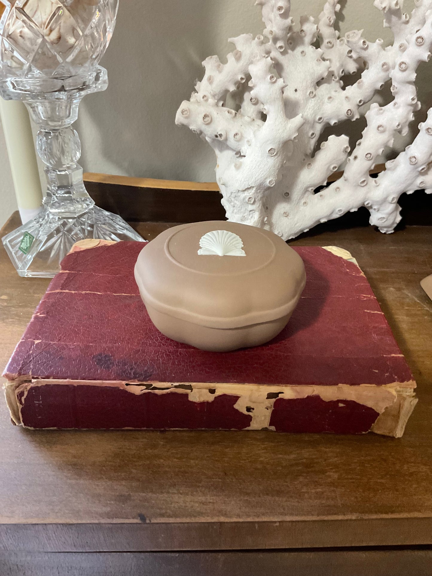 Taupe Shell Wedgewood Scalloped Lidded Box