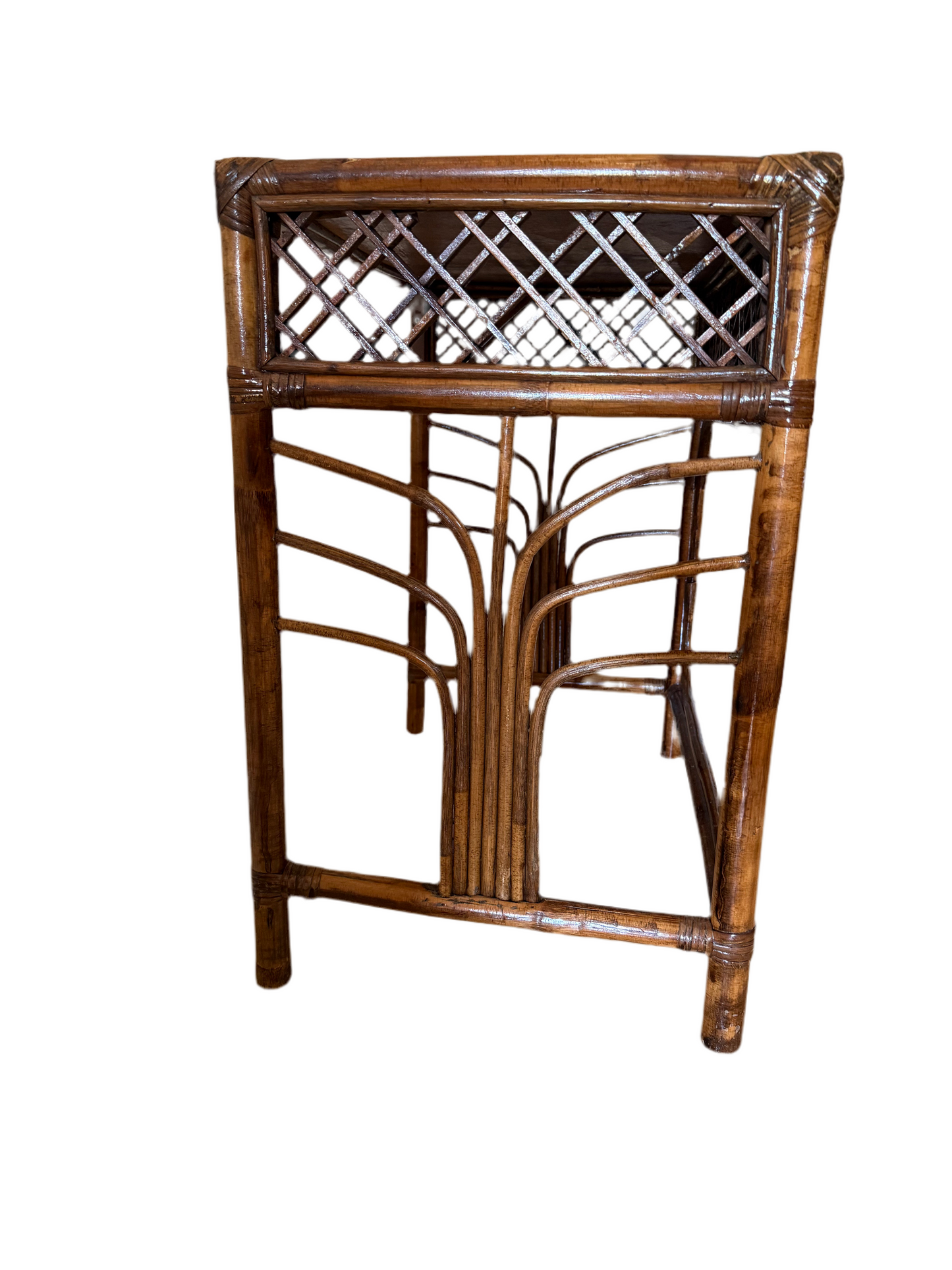 Rattan Burnt Bamboo Side Table
