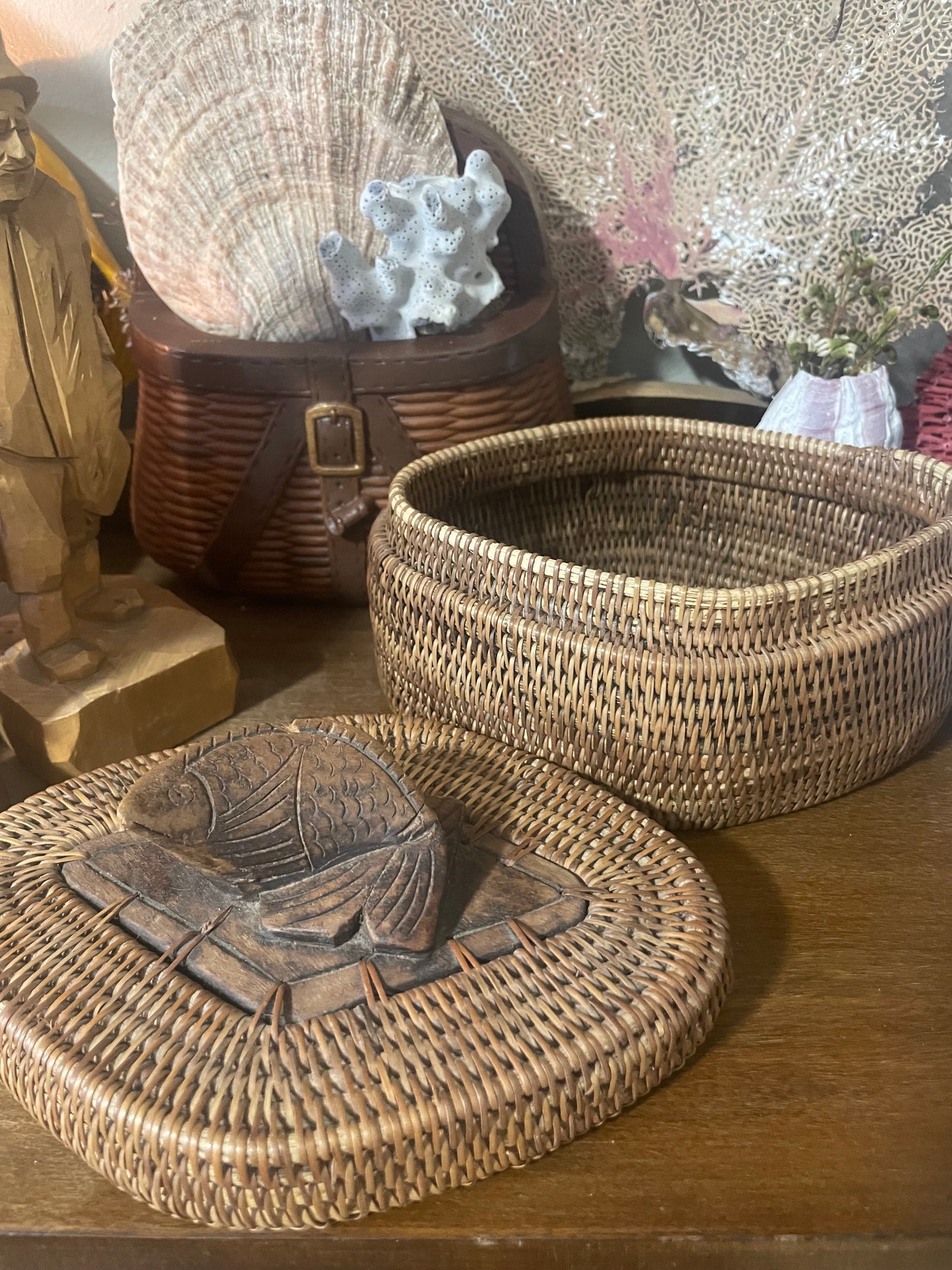 Hand Woven Basket w/ Fish Handle