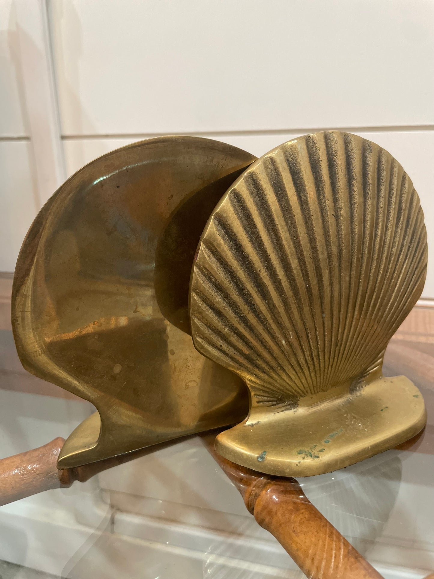 Vintage Brass Shell Bookends