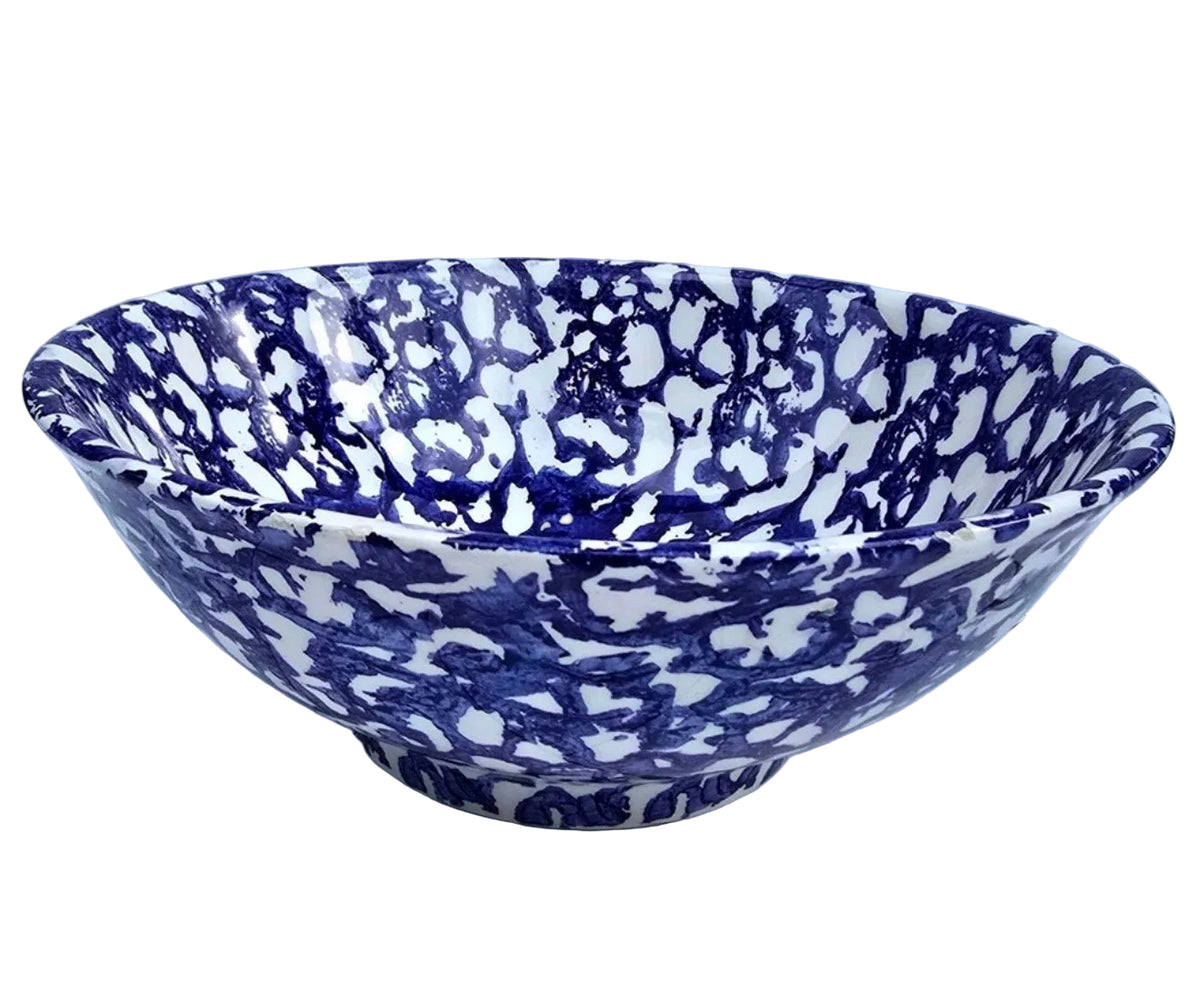 Italian Blue Spongeware Bowl 9”