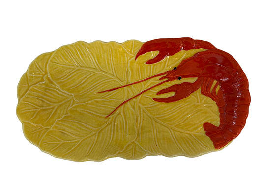 Majolica Lobster on Cabbage Platter