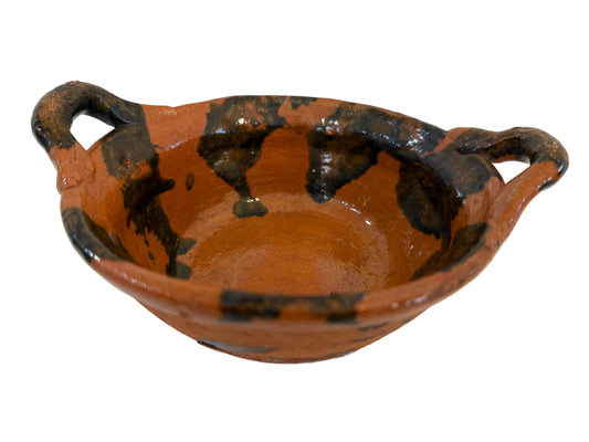 Glazed Terracotta Bowl with Handles