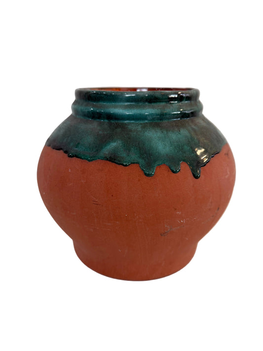 Terracotta Jar with Green Glaze Drip