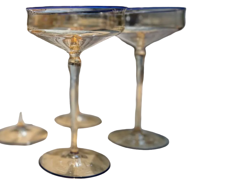 Murano Glass Blue Rim Coupes
