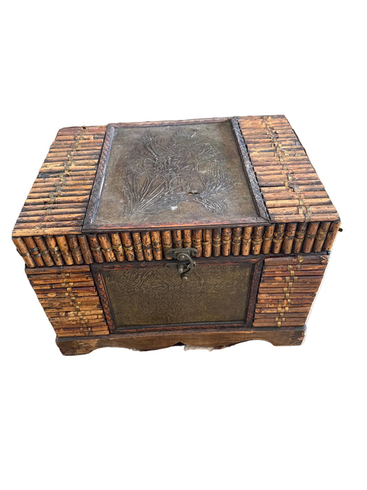 Rattan and Brass Box